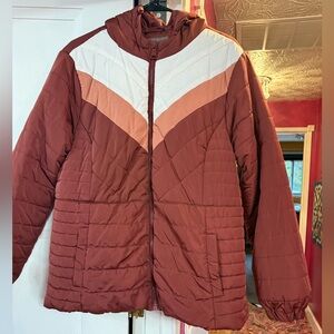 Maurices Women's Puffer Jacket in Red and White